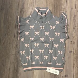 Saodimallsu Gray Sweater with Pink Bow Design